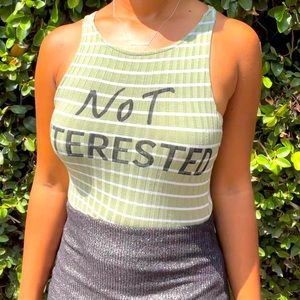 May Pink Bodysuit “not interested” Size Small